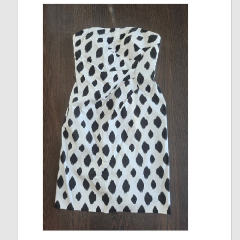 Kay Unger NEW YORK Black & White Side Ruched Dress size 8